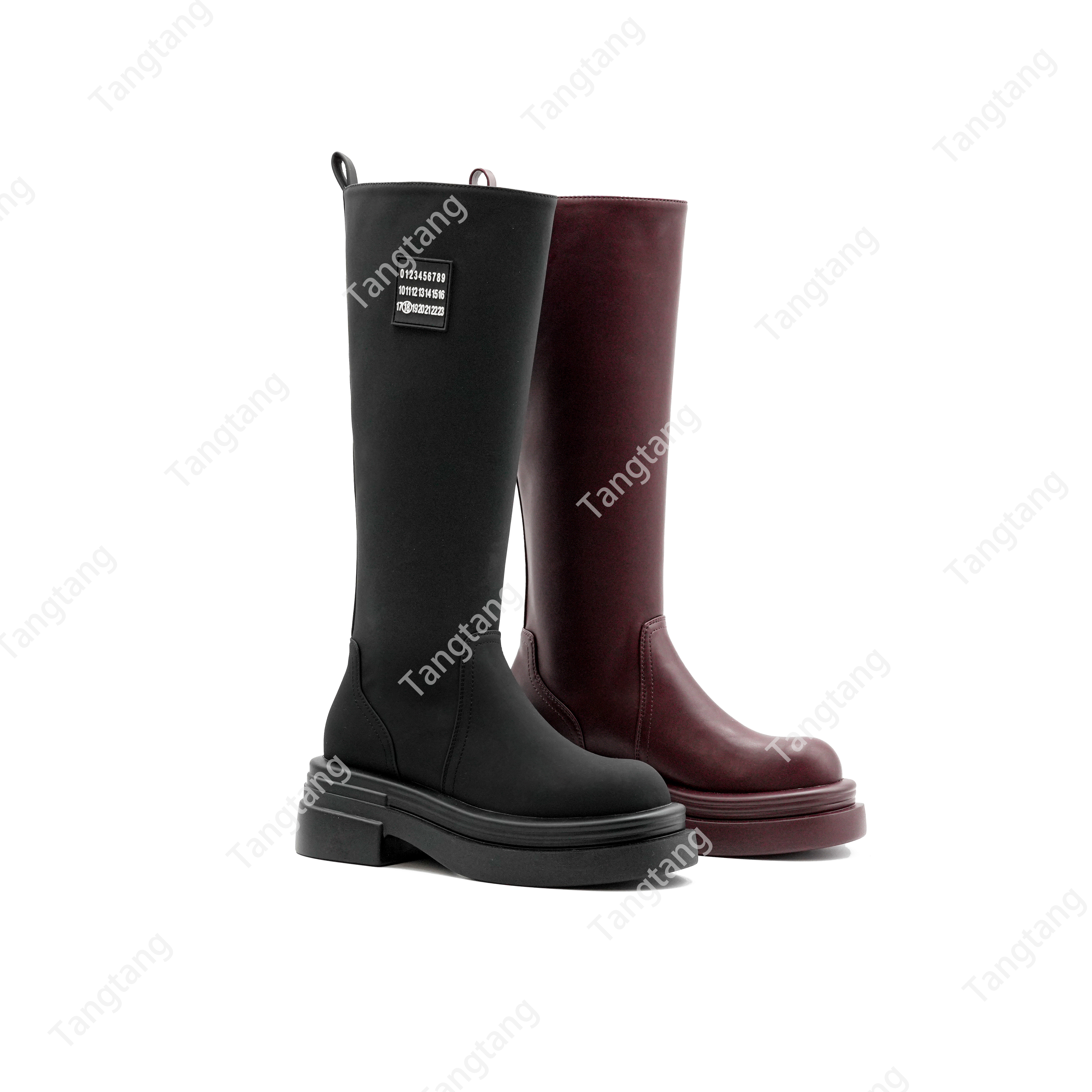 小小苏巴黎邂逅6cm时尚黑色高筒靴女厚底高筒靴休闲百搭；XDXA315