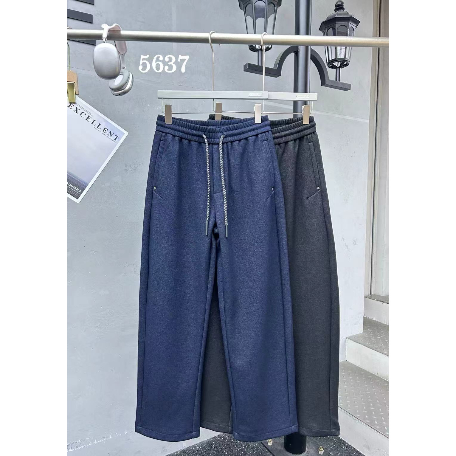 YLZ（1NZ5637#）加厚不加绒- 全松紧的阔腿抽绳男装休闲裤12-13 