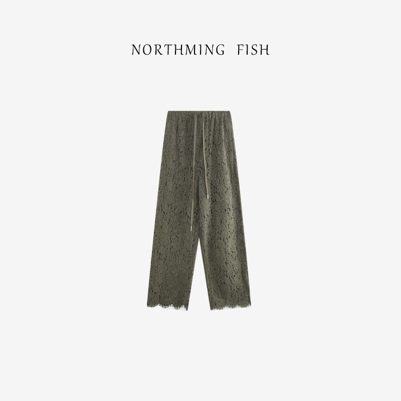 NORTHMING FISH ‘睫毛裤’ 棉绵雪尼尔睫毛花边微透滑爽透气休闲裤