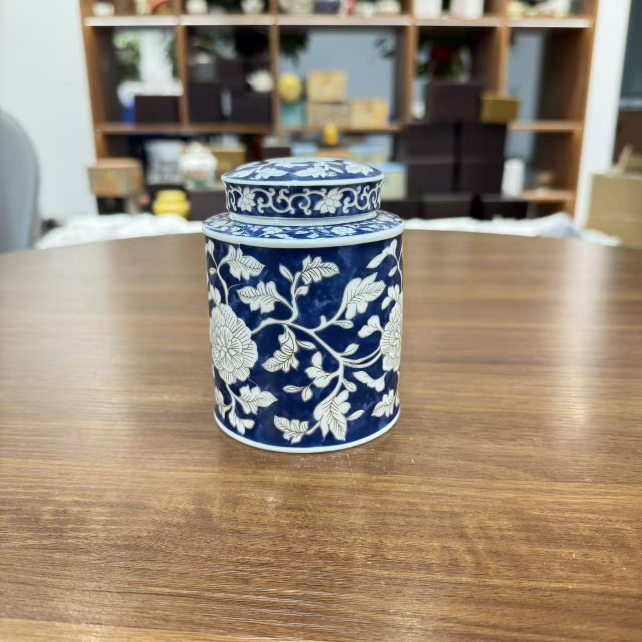 AS165 篱缘居陶瓷茶叶罐元青花