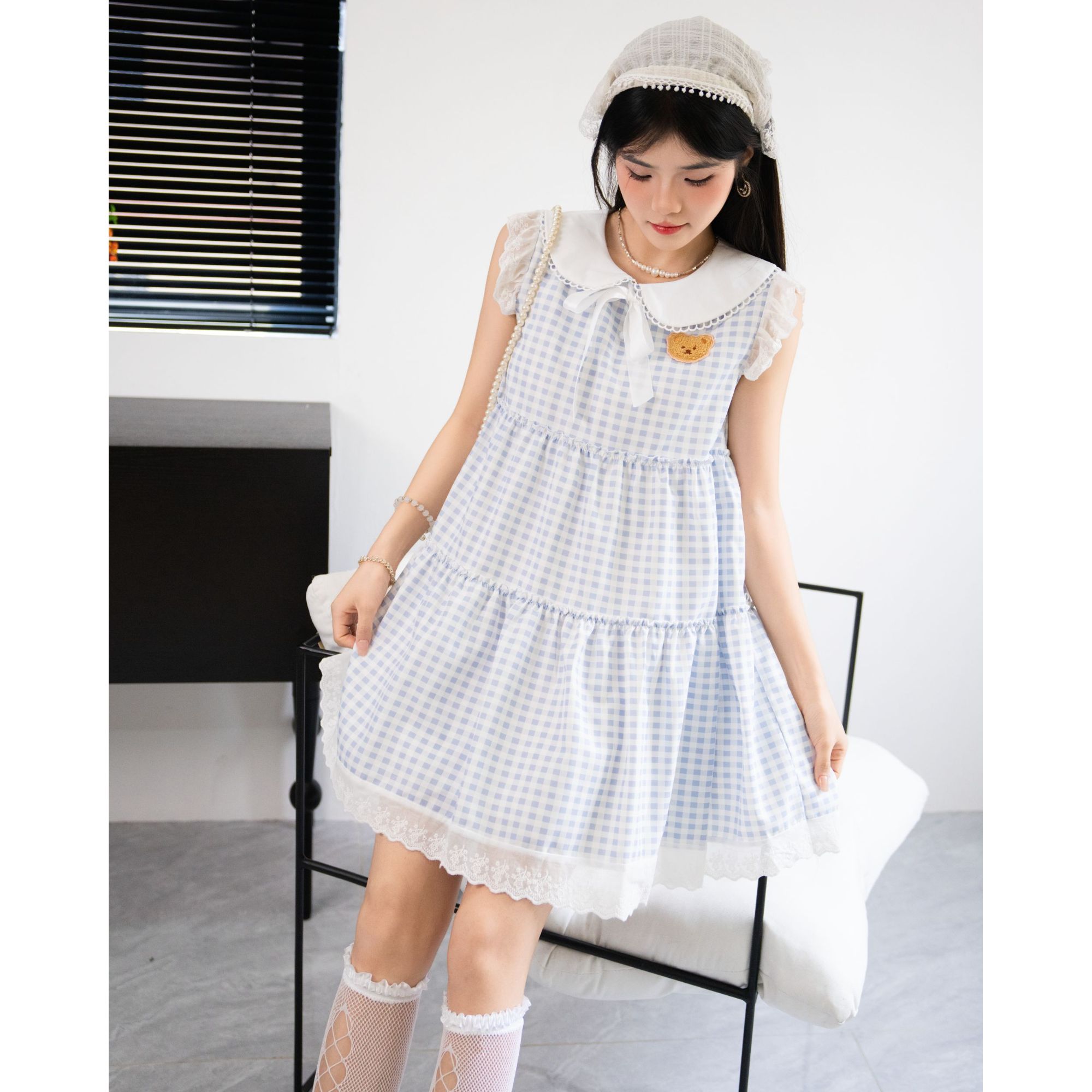 ZIYU.ZHIYI ◆甜美夏款洋气娃娃领蕾丝韩版可爱无袖连衣裙 121