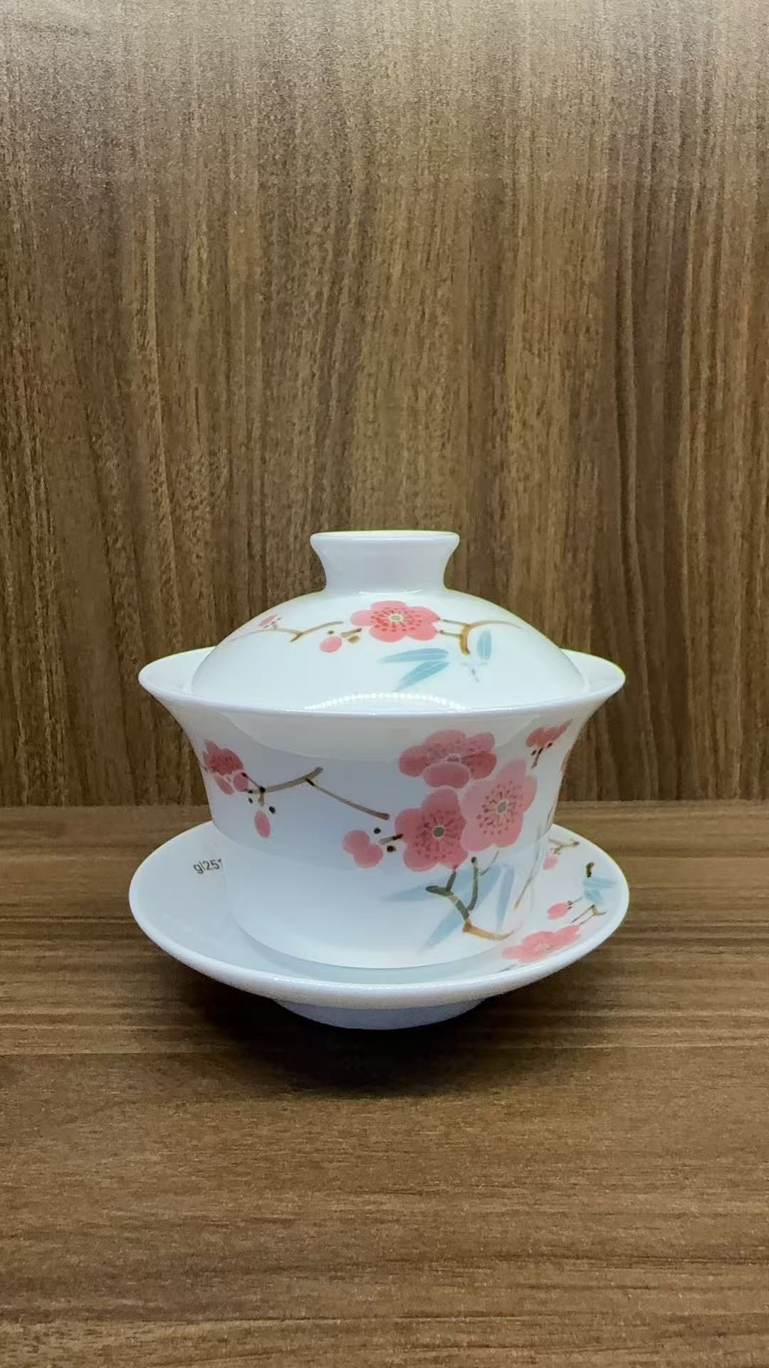 景德镇水点桃花盖碗