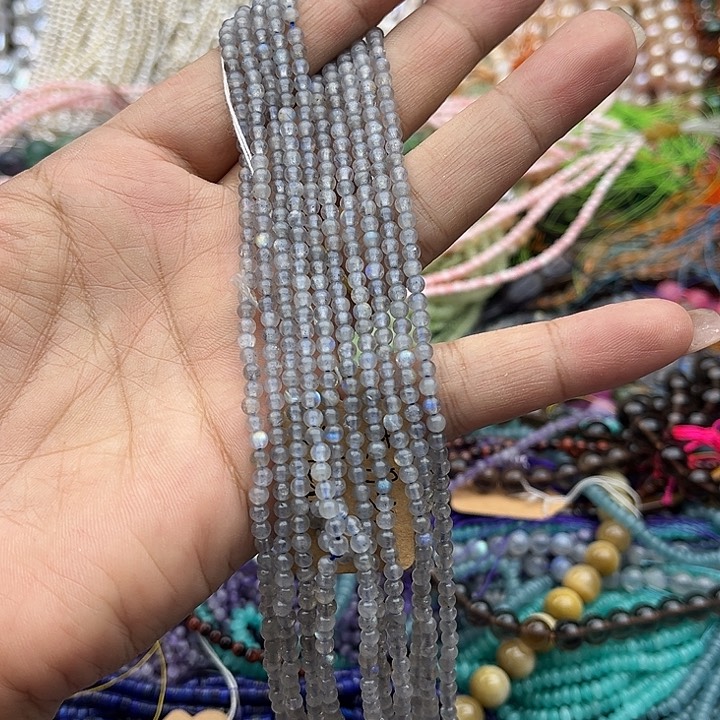 玛瑙/玉髓未镶嵌珠宝半成品一条3mm灰月光