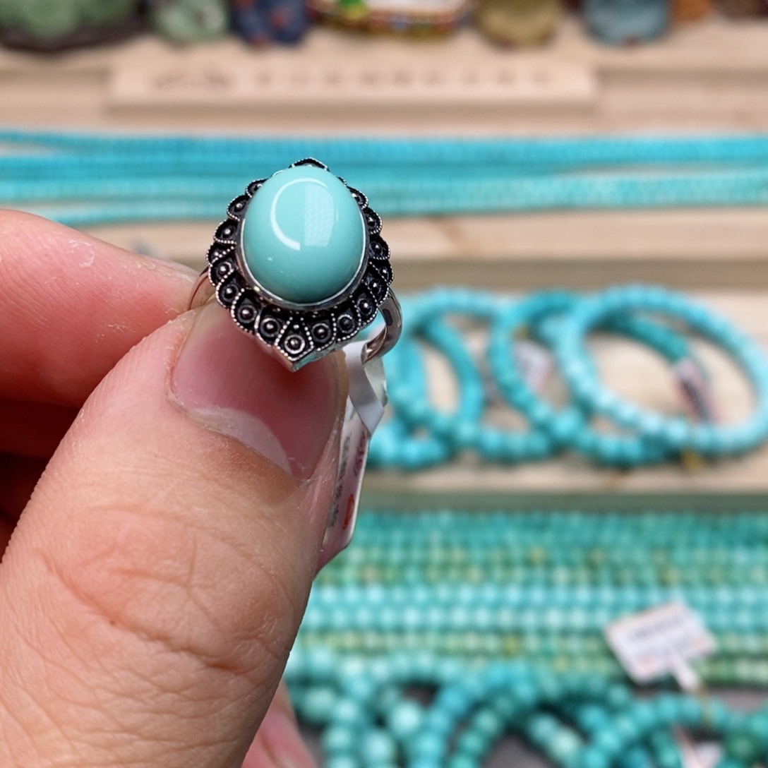 绿松石珠宝奇石银S925镶嵌