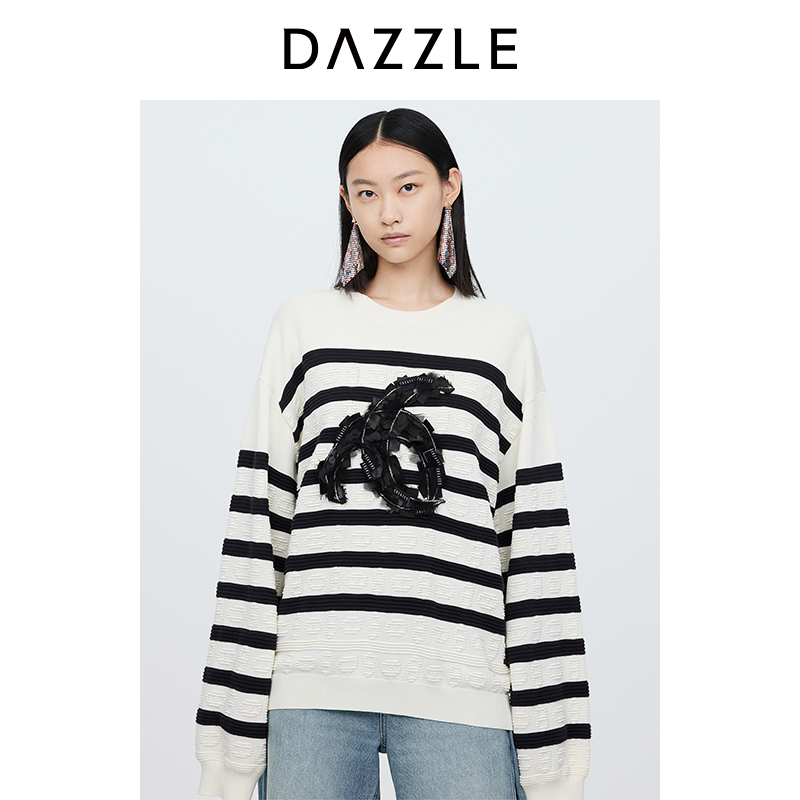 DAZZLE地素奥莱 毛针织衫秋新款女装绣花上衣2I3E411