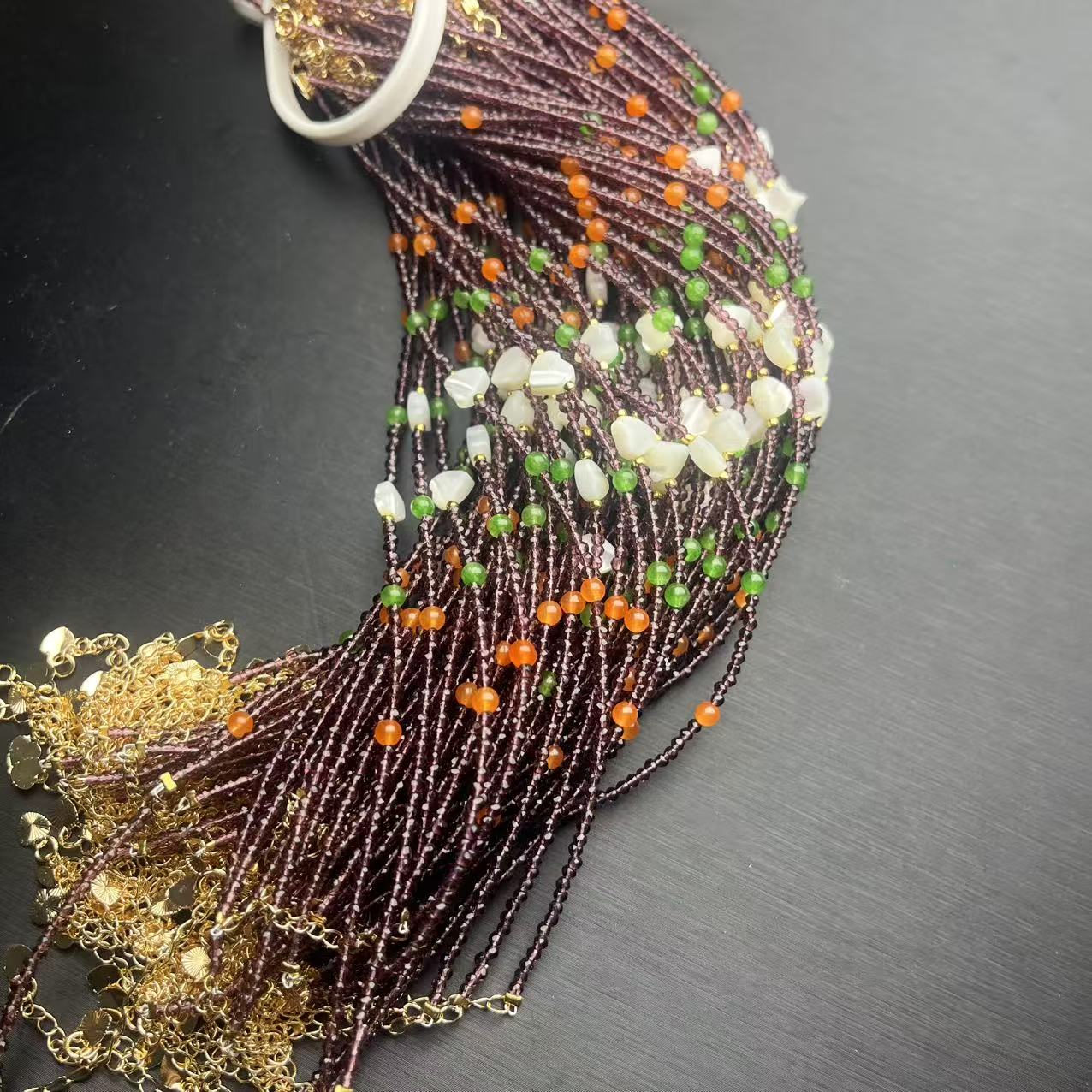 ZBG1371石榴石贝母脚链(天然珠宝多样性发其一）