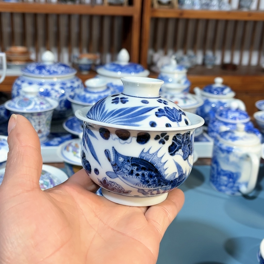 錡镇堂手工手绘绘盖碗