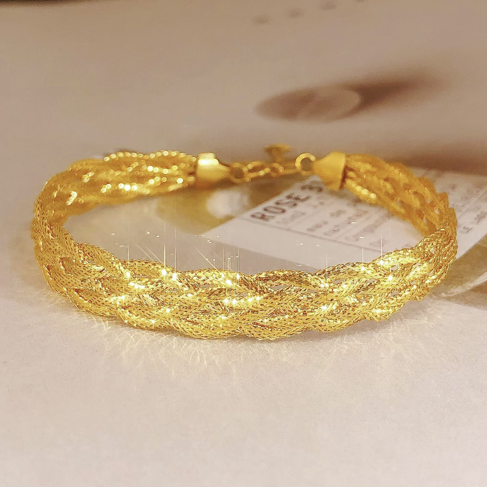 【皇冠轻奢】18k金 | 手工编织蕾丝手圈 16+3