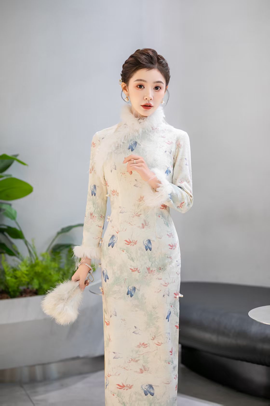 【白雪公主】中国风时尚网红加厚旗袍秋冬显瘦高档气质修身优雅