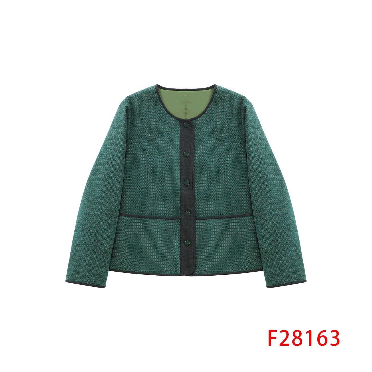 【徐姐高定】小方格绿色柞蚕丝棉服  28163