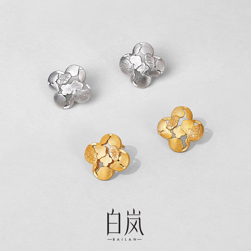 925银耳饰 白岚花窗耳钉耳饰女优雅精致轻奢百搭气质配饰ED4589