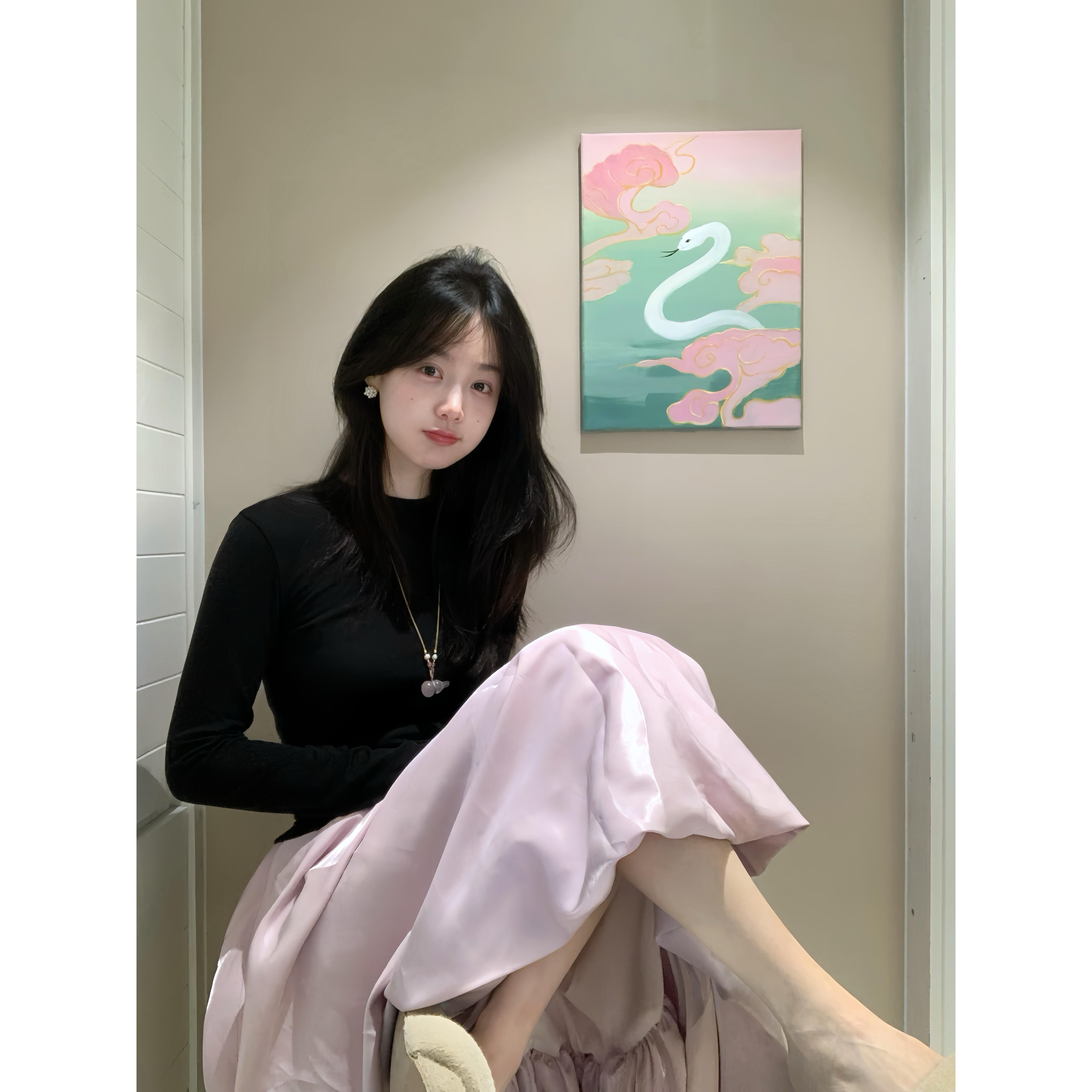 韩系富家千金小洋装黑色针织衫两件套装裙女2025年超火秋装一整套