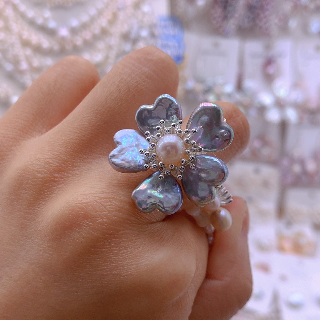 未镶嵌淡水珍珠耳饰戒指