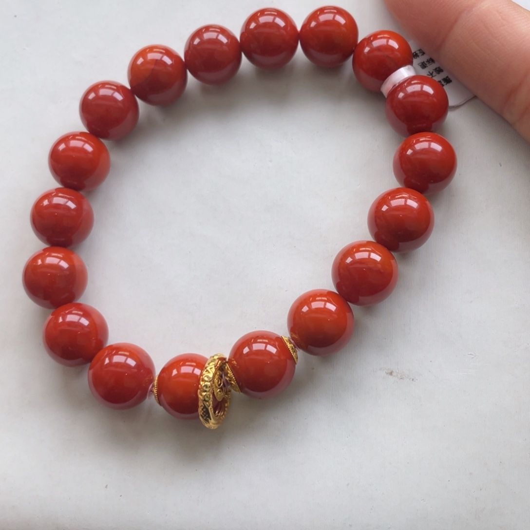 南红玛瑙18K金镶嵌瓦西南红满肉dly单圈18k 11mm