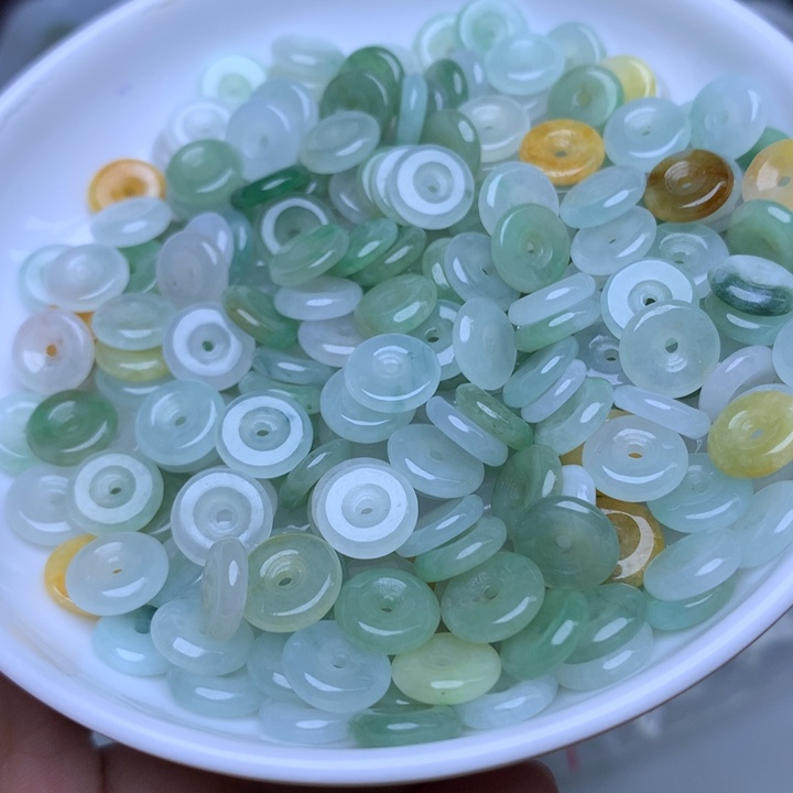 散珠翡翠卡9冰三彩平安扣10个