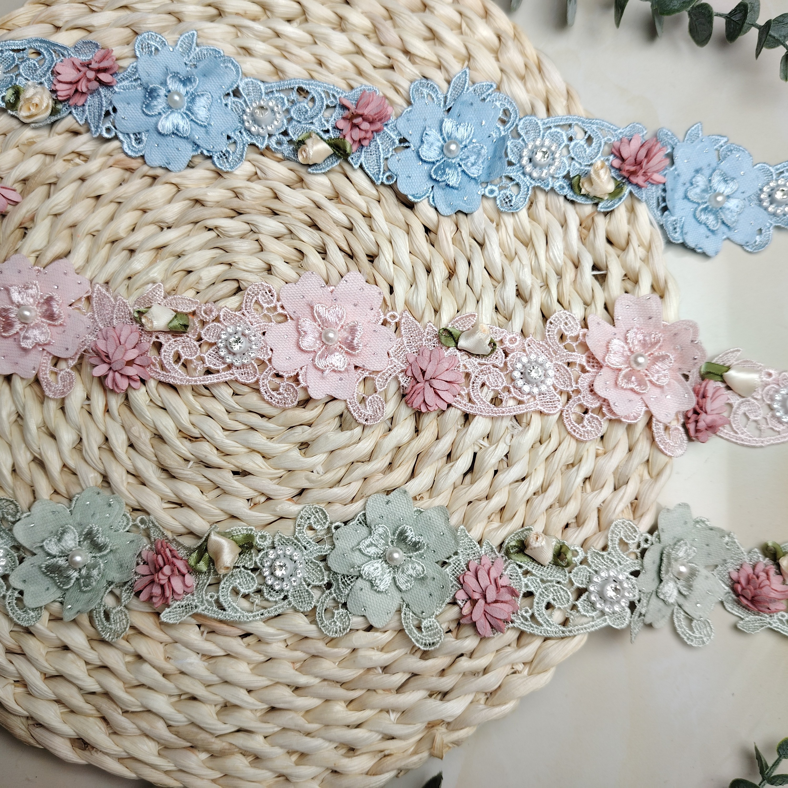 网纱刺绣棉布刺绣水溶牛奶丝蕾丝珠子贝壳花边辅料diy手工配件