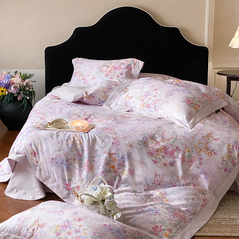 喜兹 林间小鹿 全棉磨毛数码印花四件套轻奢高级工艺保暖床上用品