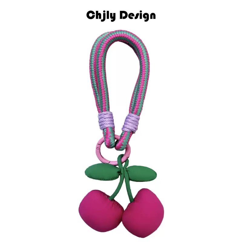 【贝贝壳】原创糖果色马卡龙樱桃手机挂饰车挂毛绒手工挂饰