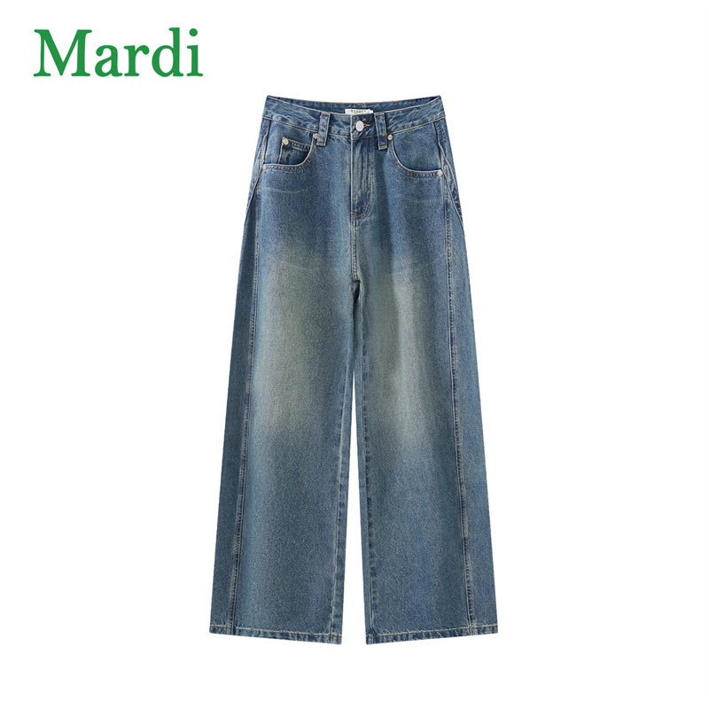Mardi秋冬小个子微胖阔腿裤宽松显瘦时尚百搭休闲裤阔腿裤牛仔裤