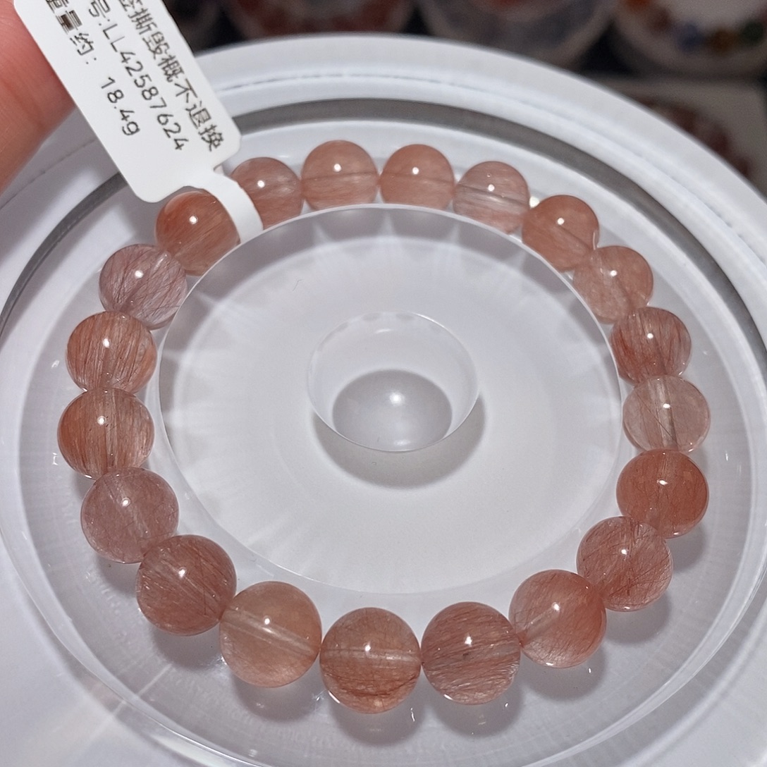 水晶未镶嵌手链F粉兔毛8.5