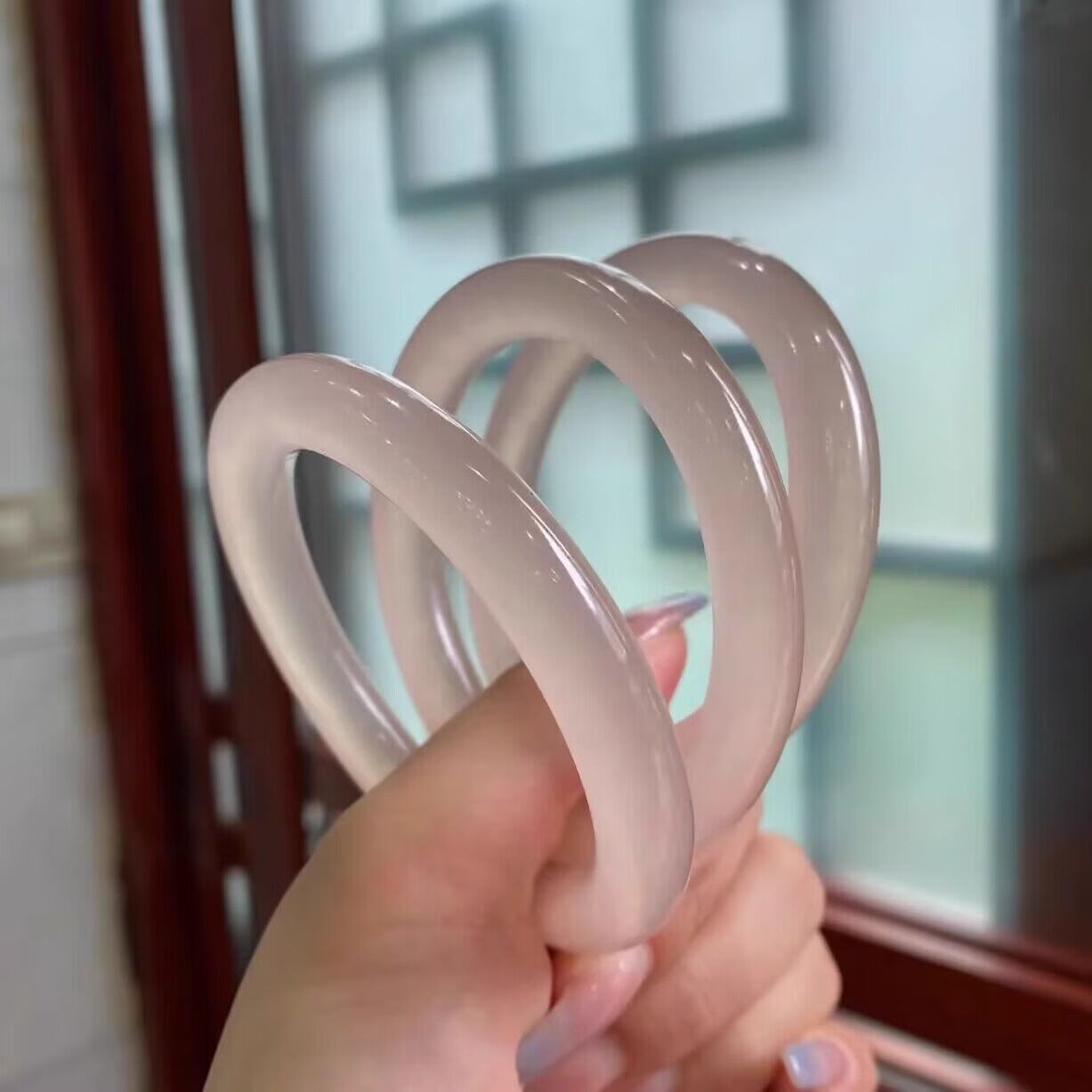 藕粉正圈镯子阿富含玉镯子生日礼物(多样发货-发一只）