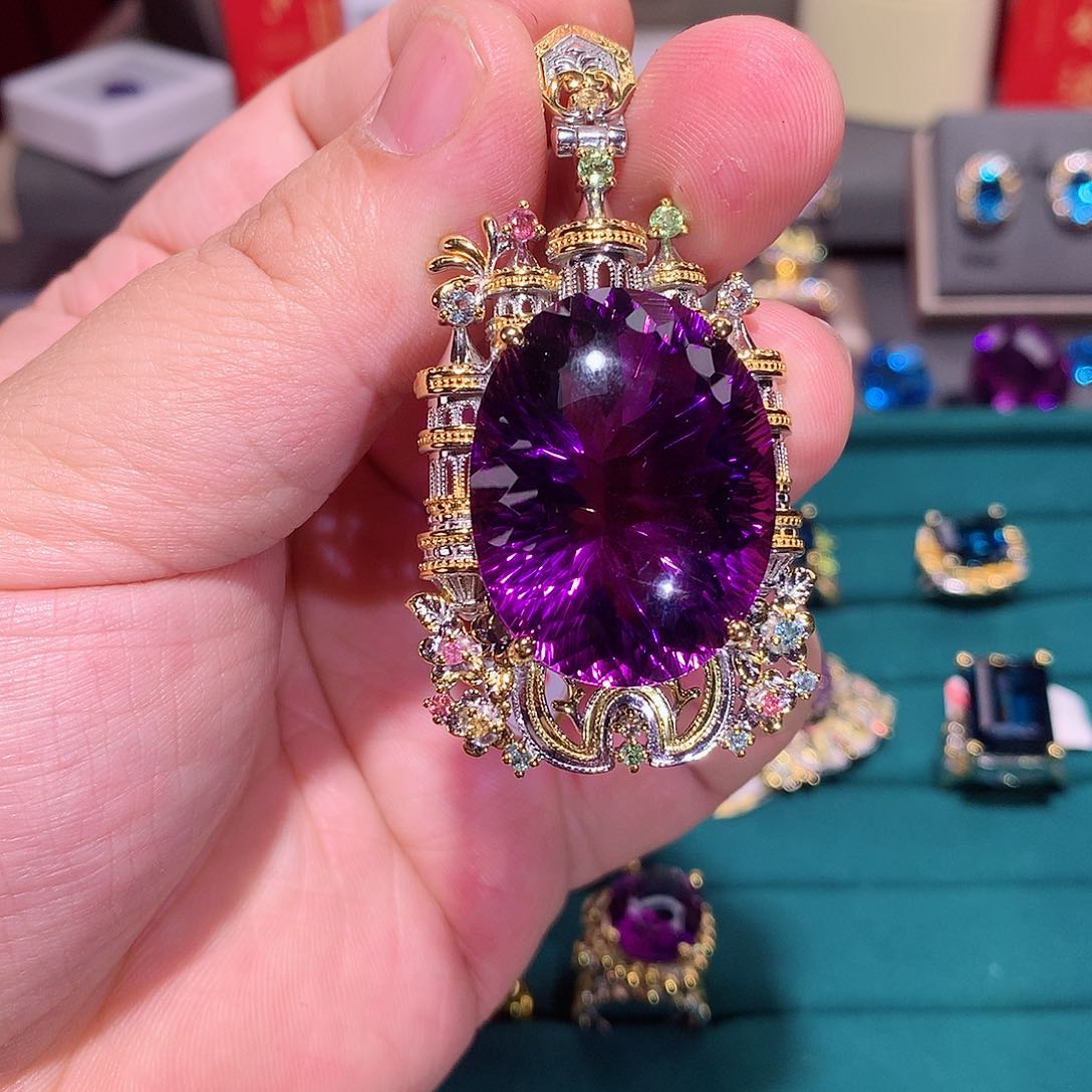 水晶吊坠银S925镶嵌?****³吊坠