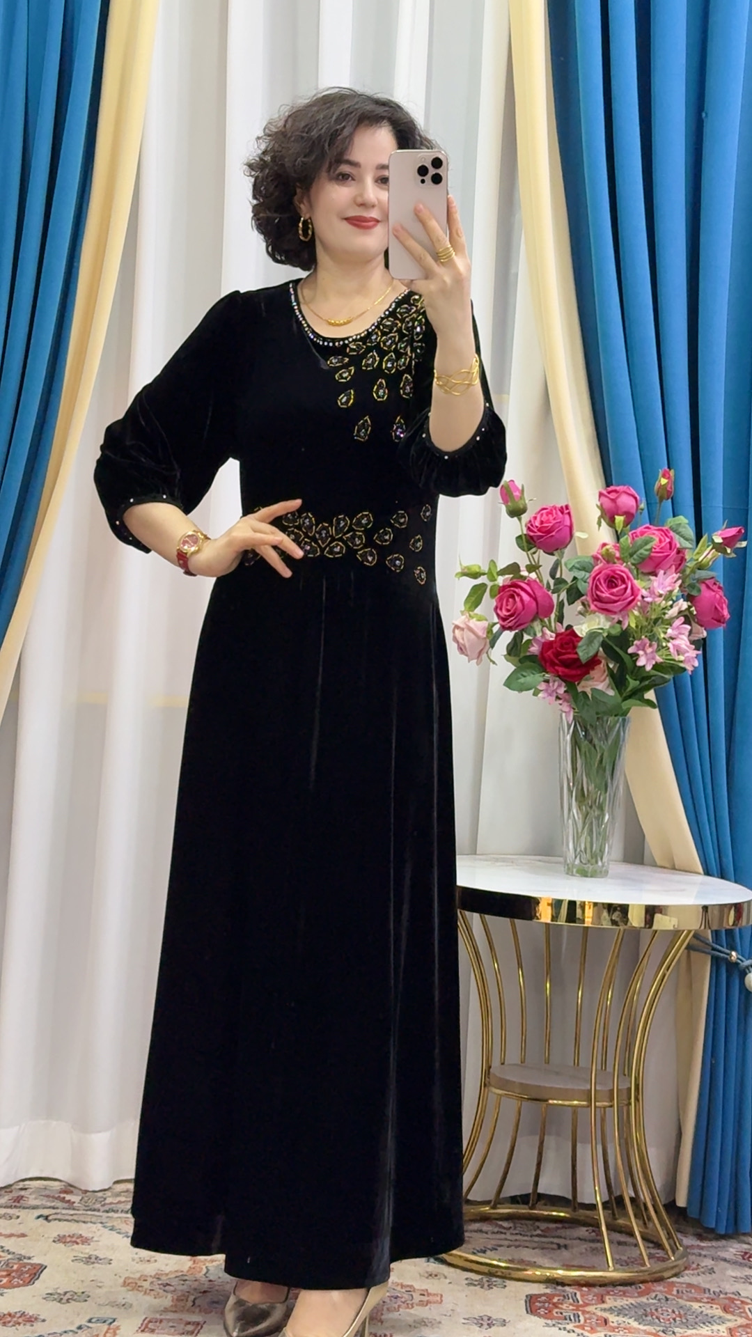 连衣裙妈妈装显瘦气质