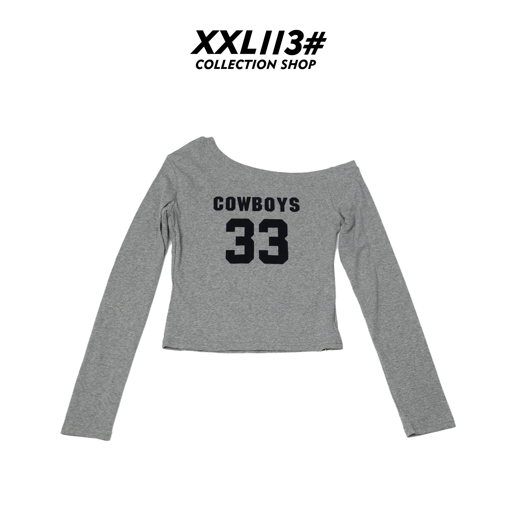 113* CENTRALIZED SHOP印花长袖抗起球纯欲风字母T恤X5F02H6815