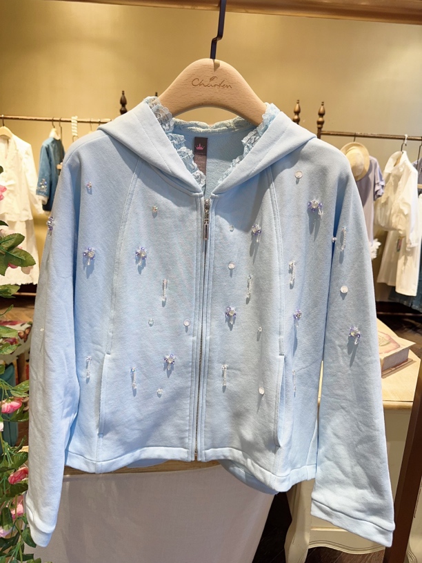 朝峰25夏新款减龄休闲套装奶蓝色