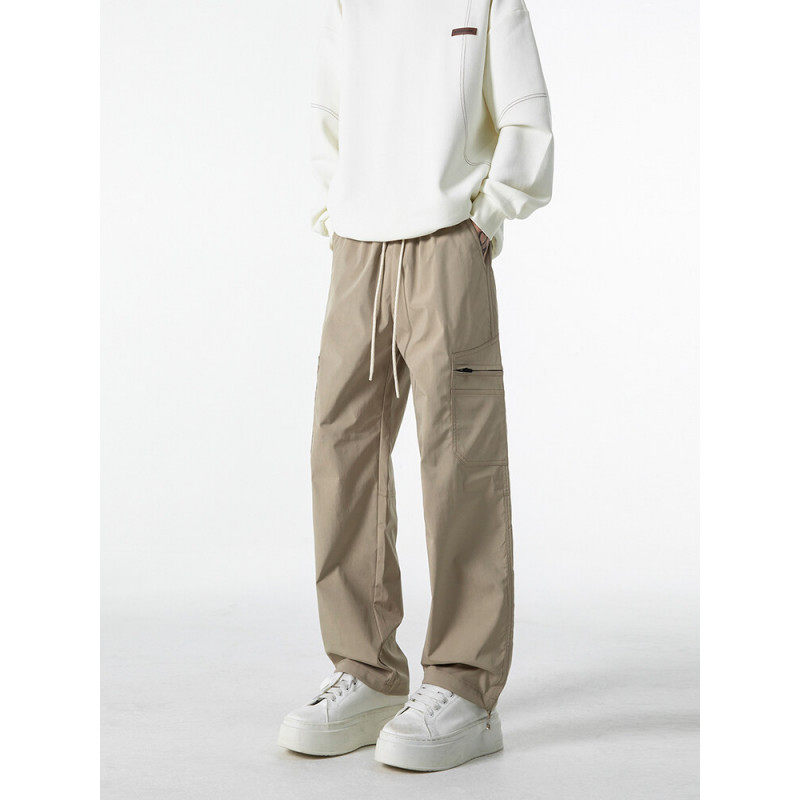 2025男生春秋款抽绳休闲直筒宽松百搭工装裤大口袋长裤子拖地7799