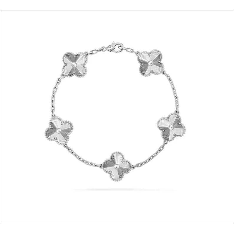 精工CNC 银镭射四叶草手链设计轻奢气质 8036