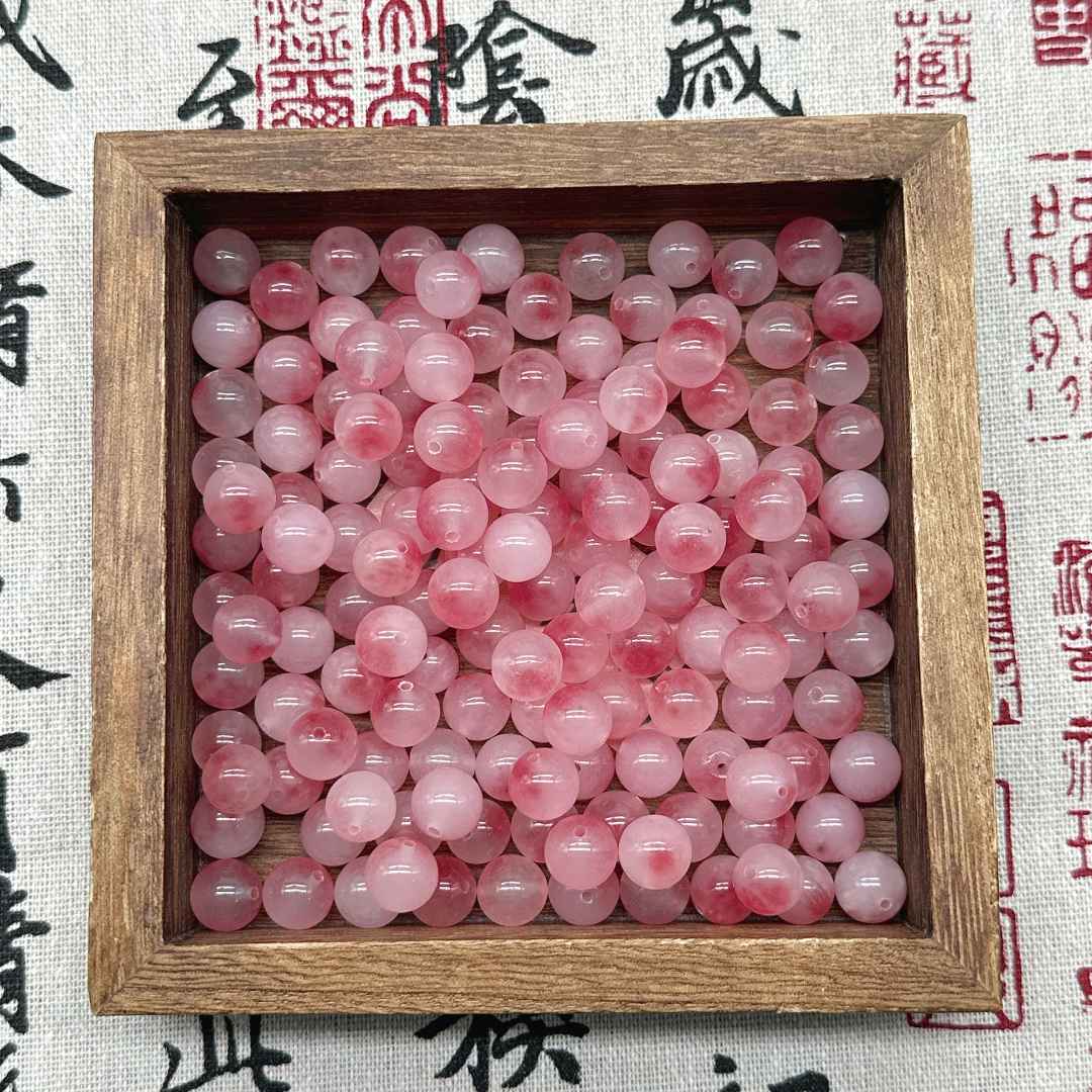【蔷薇8/10mm】石英质玉 少女感粉飘花 手工diy散珠多样性发其一
