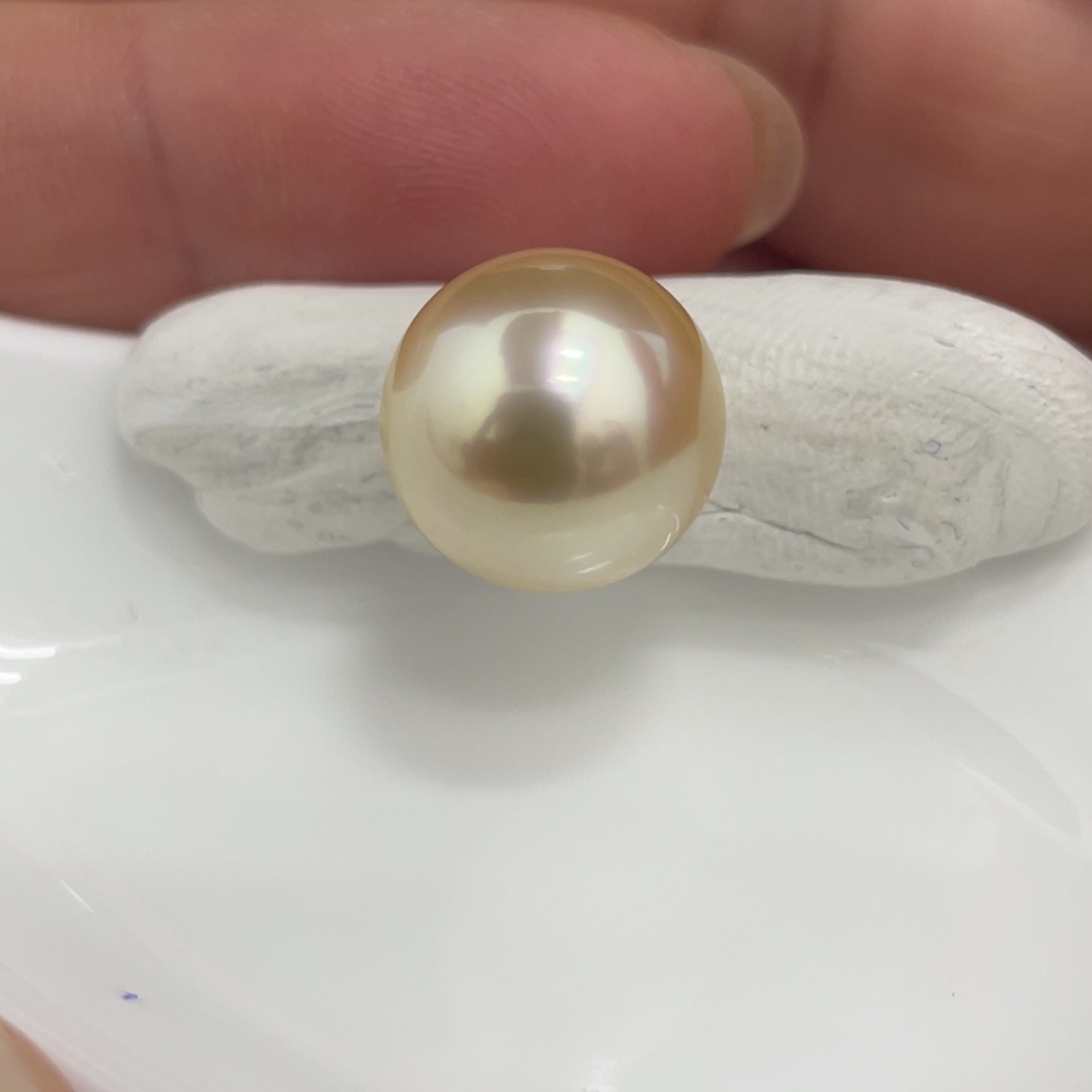 海水珍珠裸珠12.3mm炫彩干枯金