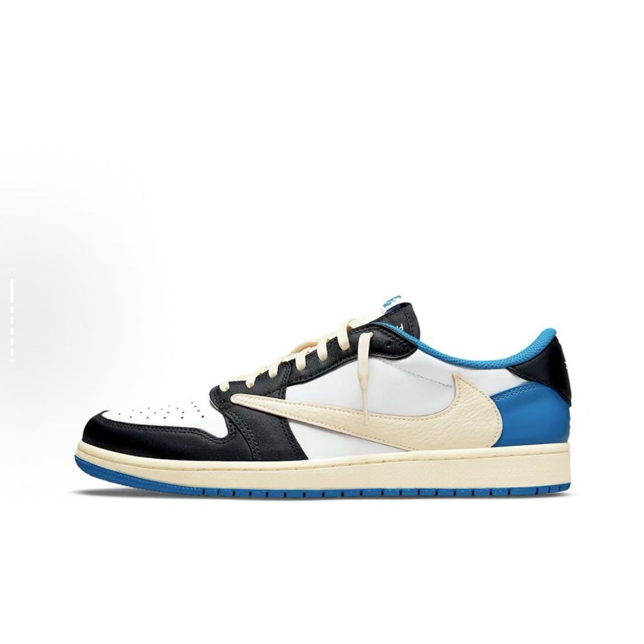 耐克/NIKE AJ1低帮倒钩纯黑时尚联名百搭板鞋情侣休闲鞋