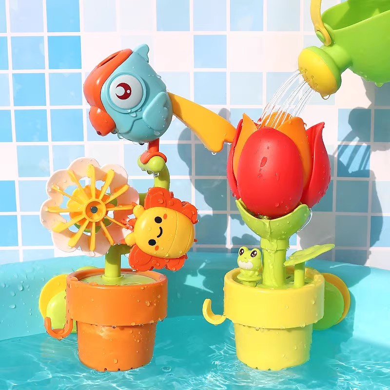 宝宝洗澡玩具遇水开花婴儿喷水儿童花洒喷水浴室玩水神器小鳄鱼