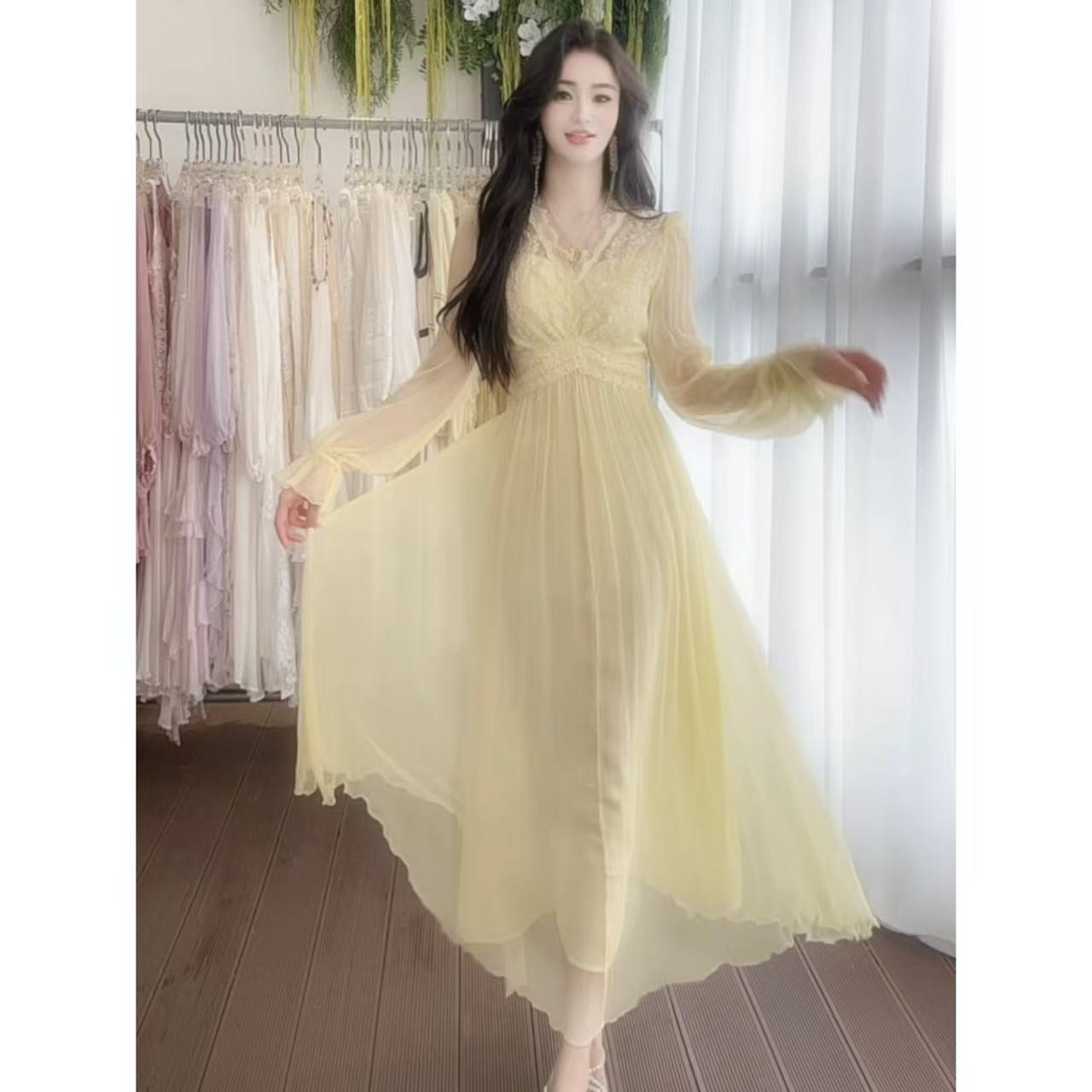 【禾枫丫丫-西州落日】重磅100桑蚕丝真丝连衣裙 HFQY25017