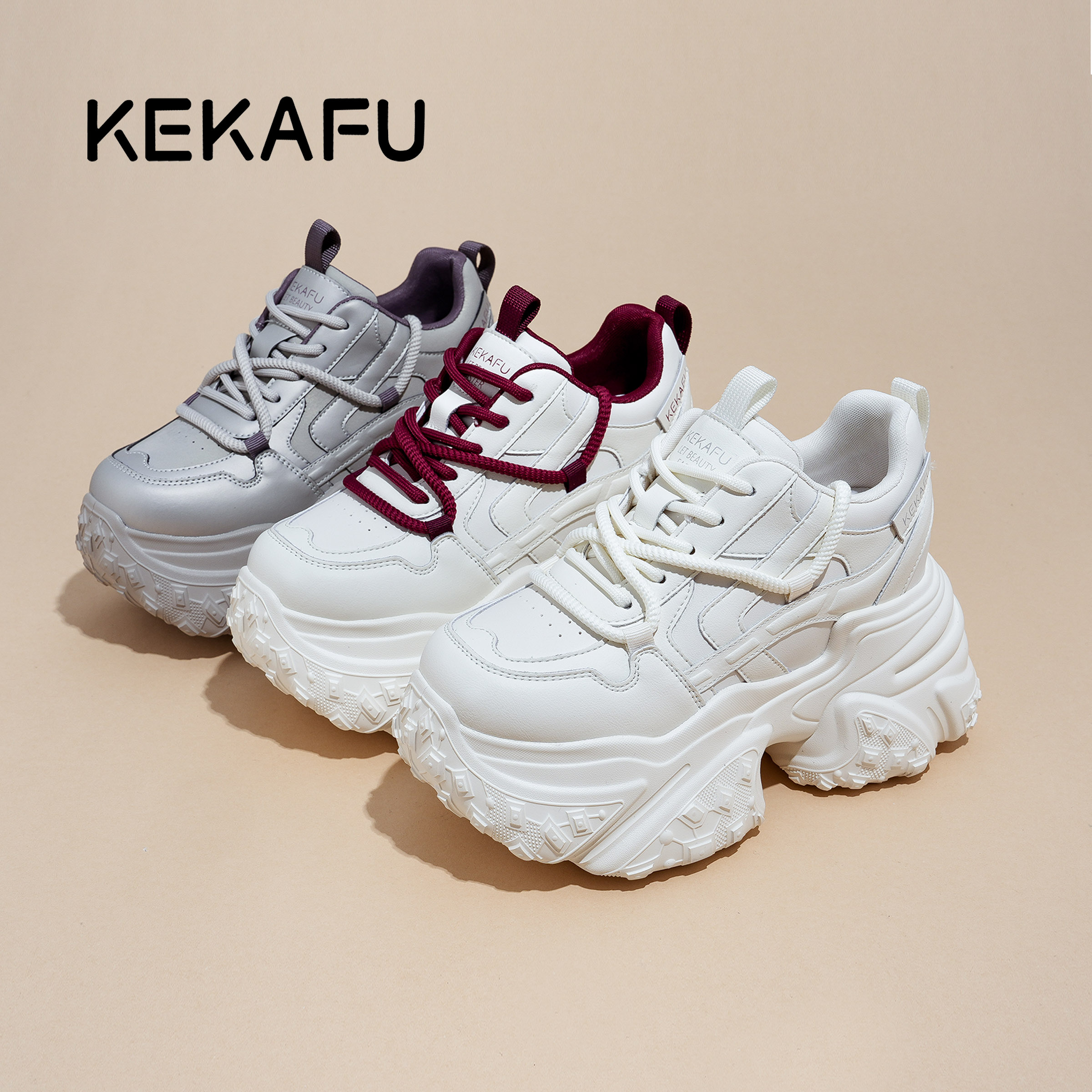 KEKAFU/珂卡芙2025冬季新款【隐形增高9cm】百搭秀气增高老爹鞋女