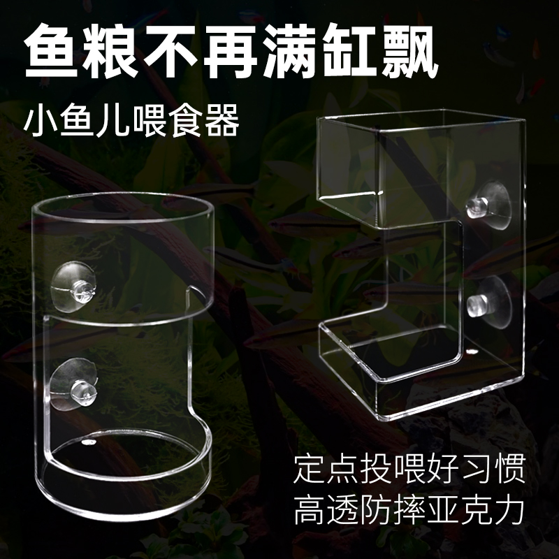 鱼缸喂食器防飘散小型鱼金鱼食鱼粮投喂器悬浮鱼儿定点食管喂食圈