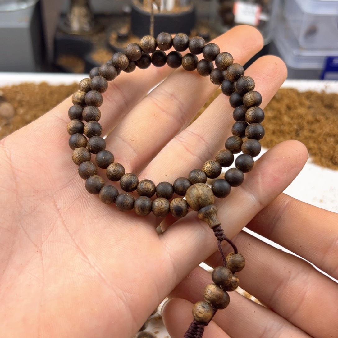 乐***』手串沉香圆珠双圈6mm