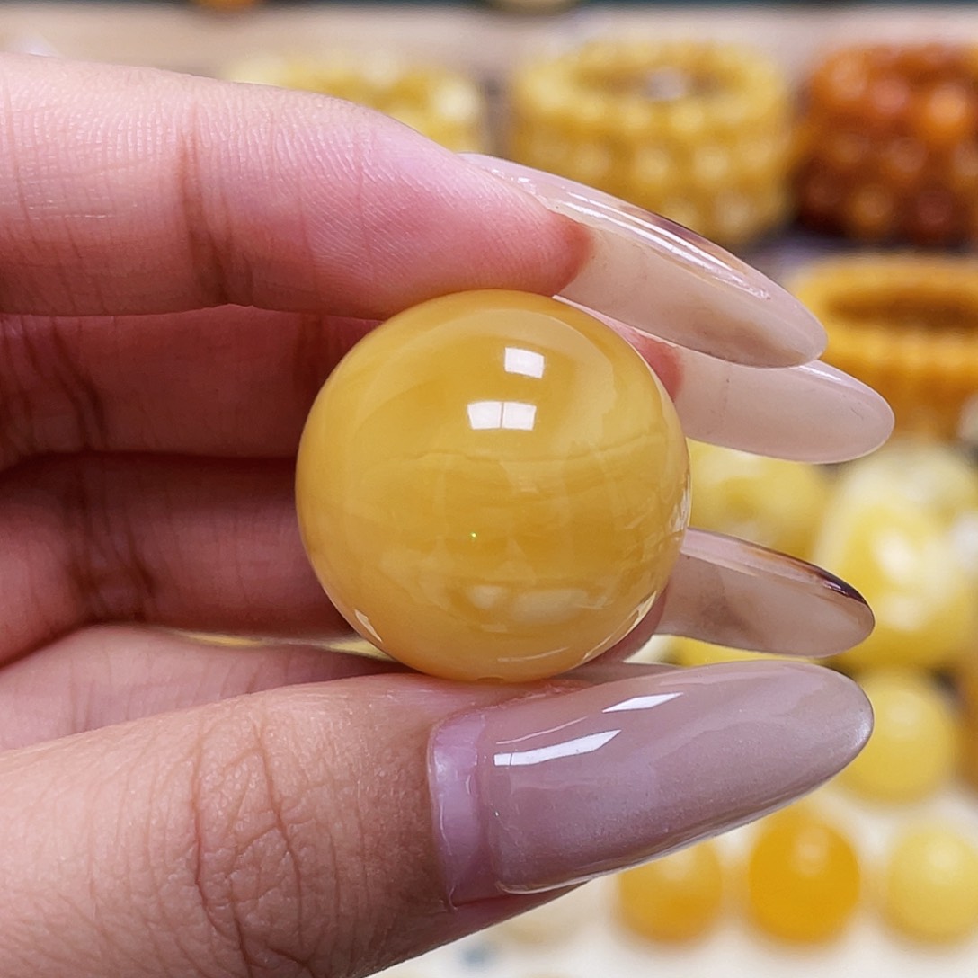 蜜蜡未镶嵌珠宝奇石22.0mm圆珠瑕