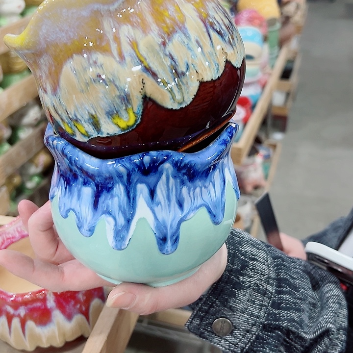 有孔.凑满10元发货多肉陶瓷花盆！