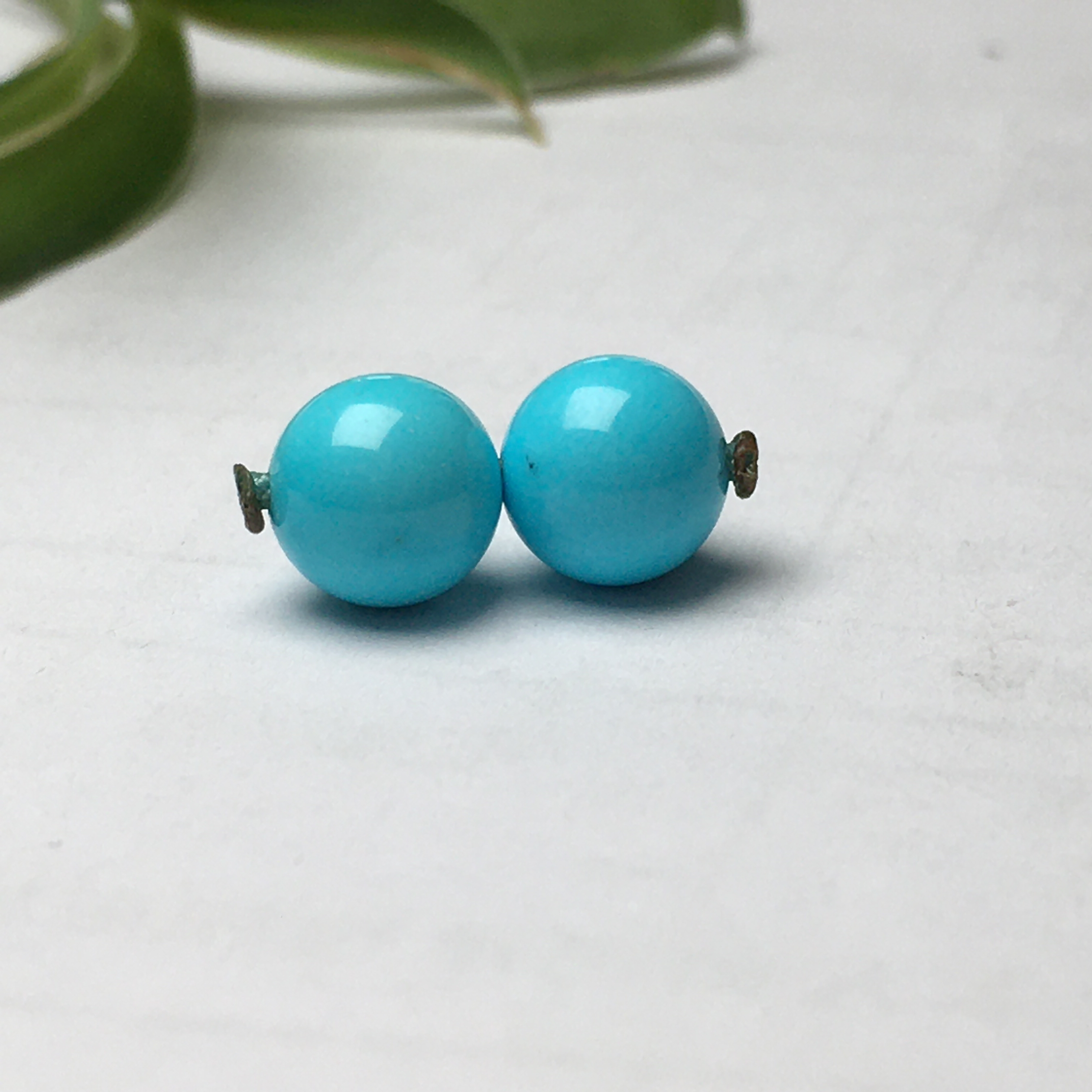 原矿高瓷蓝绿松石圆珠