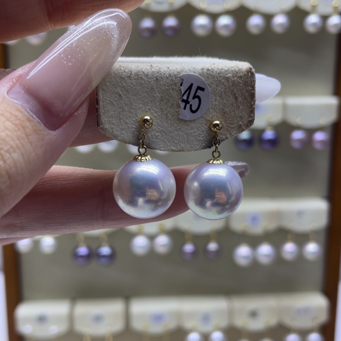 淡水珍珠耳饰18K金镶嵌