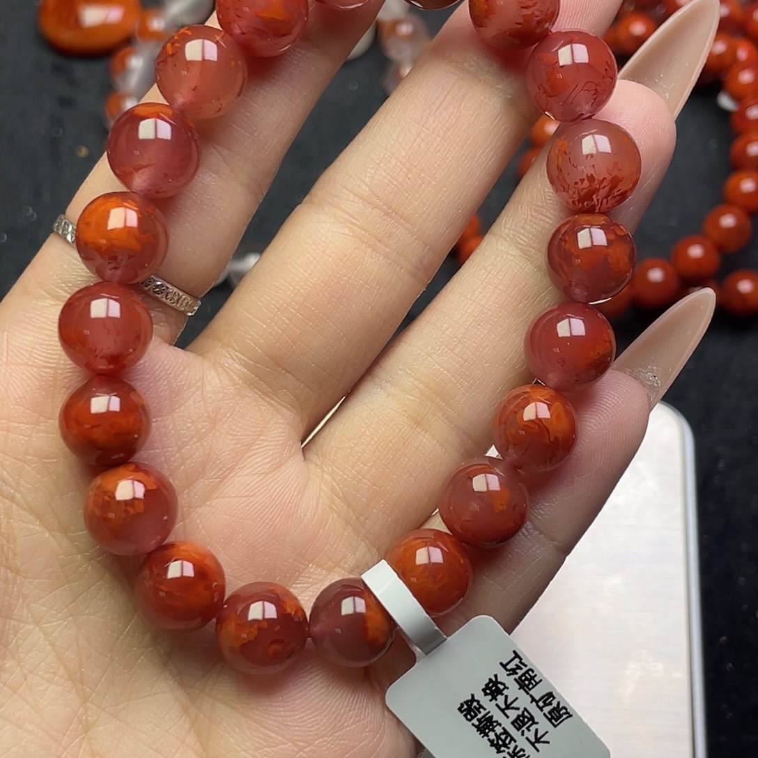 悦***好南红玛瑙未镶嵌单圈原矿南红妖火焰单圈卡9➕