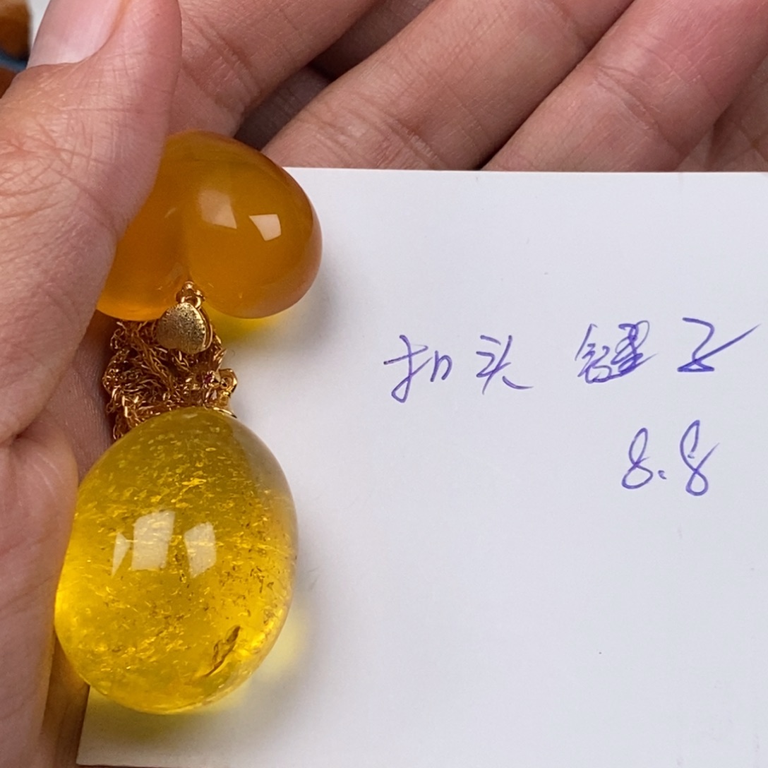 定制琥珀银S925镀金镶嵌