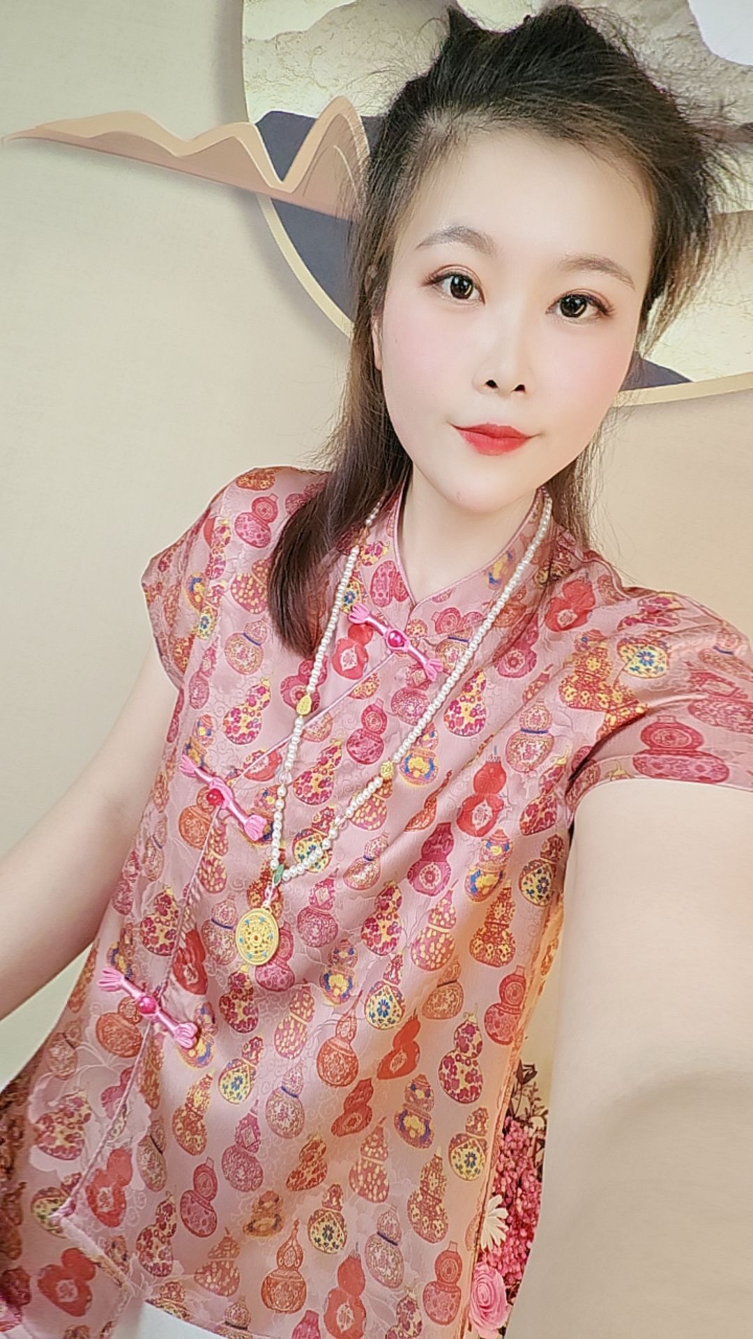 【藕禾家】新中式精品宋锦提花短袖复古斜襟盘扣气质马甲宽松显瘦