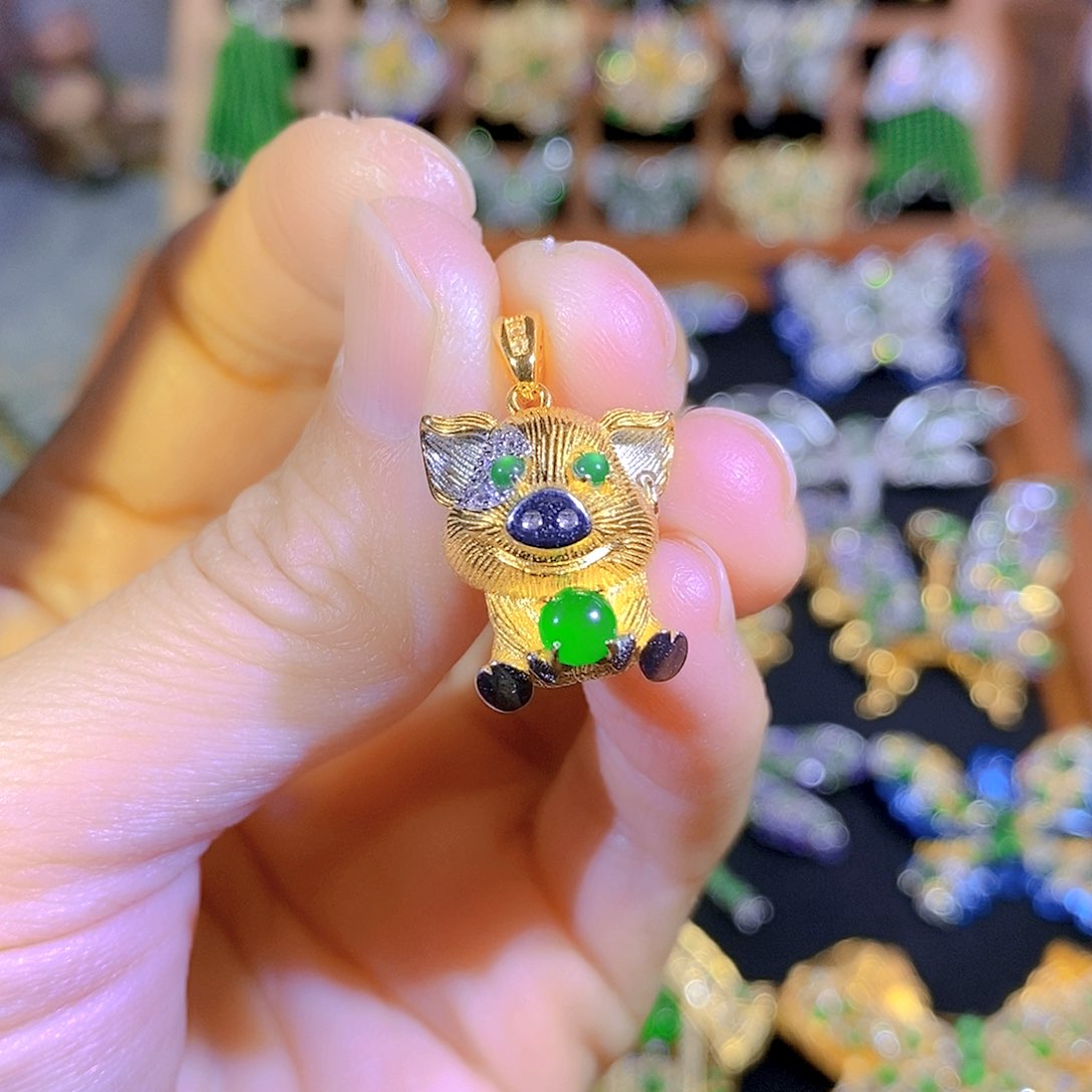 吊坠(不含链)银S925镶嵌翡翠