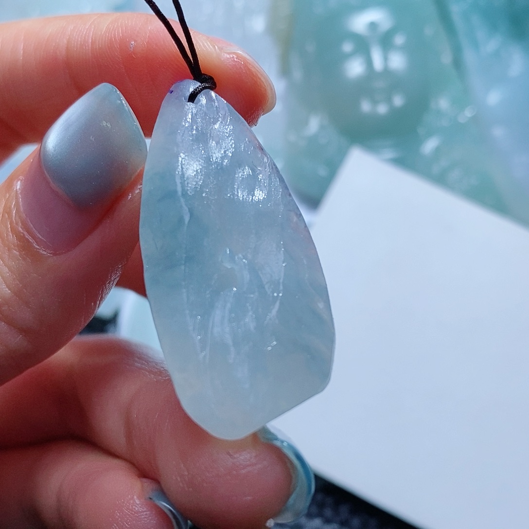 定制翡翠未镶嵌毛货付款后确认抛光