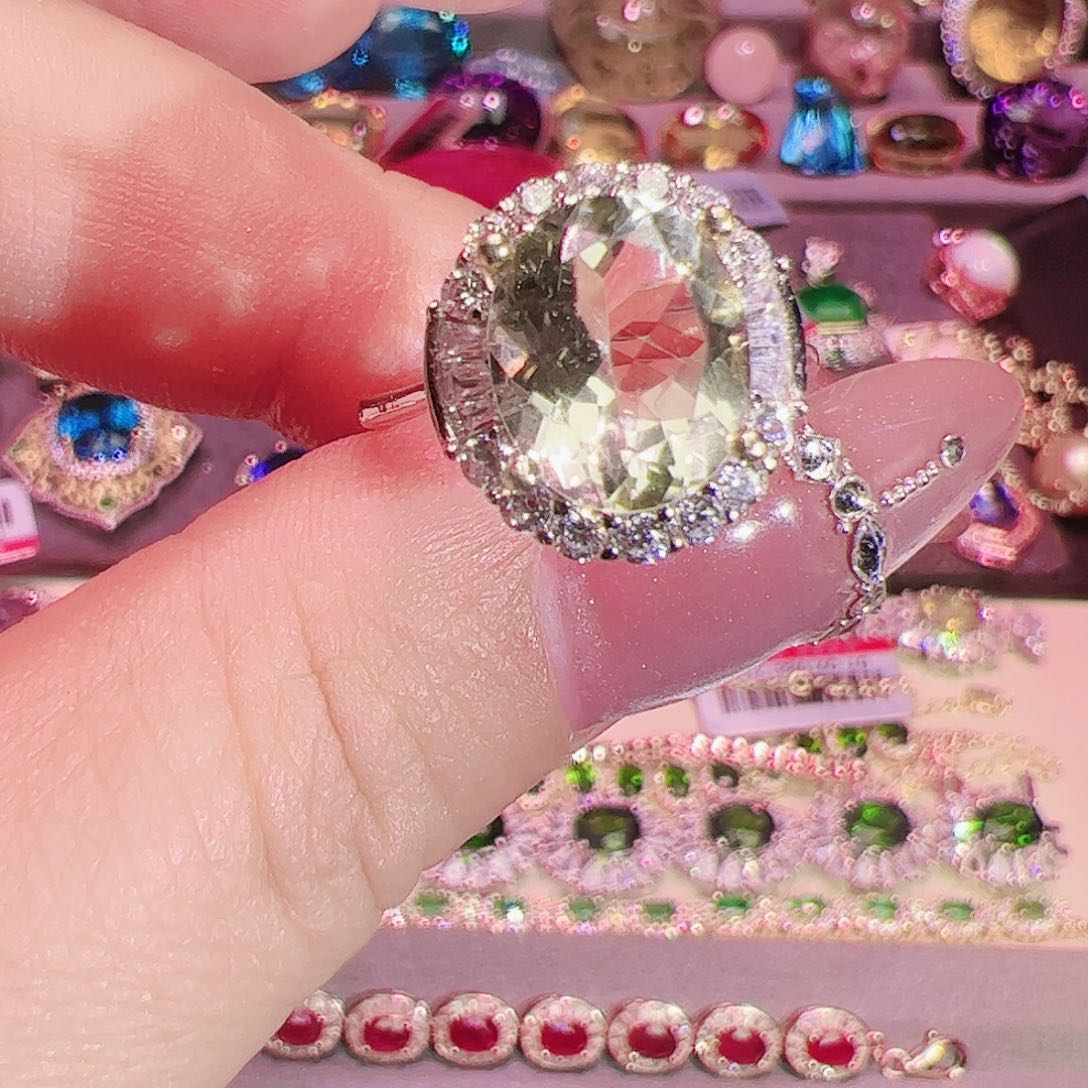 绿水晶戒指银S925镶嵌