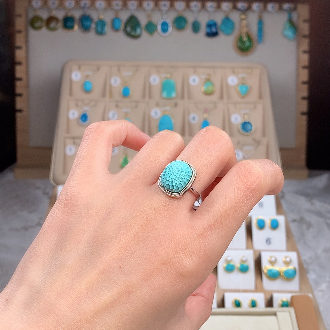 绿松石戒指银S925镶嵌